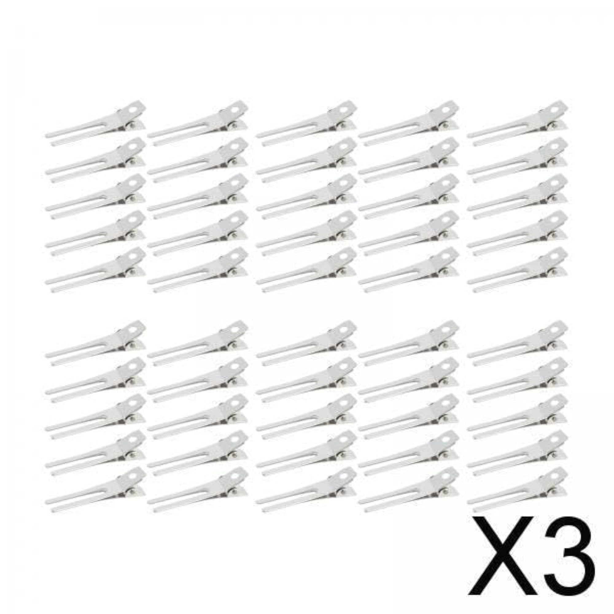 3x50x Hair Clips Clamps, Iron Double Prong Pins for Styling