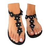 Sandalias Mujer para Playa Pedreria Pala Piel Tacones Zapatos De Esparto Barefoot Vestir Flamenco Cerradas con Cuña Caminar Comodas Cerrados Cruzadas Primavera Planas Zapato Comodo,Black,Negro,43