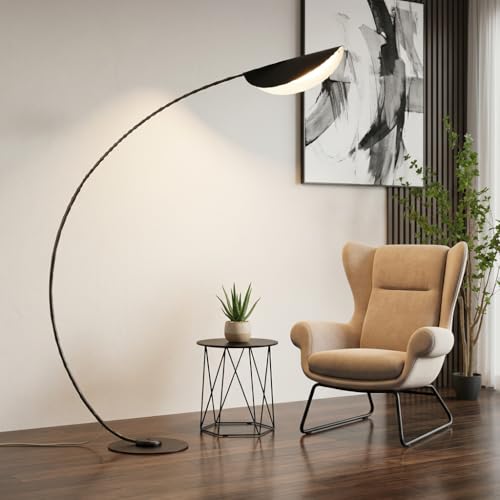 Image of Arc Floor Lamp for Living Room | 3-Color CCT (Warm + Natural + Cold White) | Metal & Acrylic | 185cm Standing Lamp for Bedroom & Office