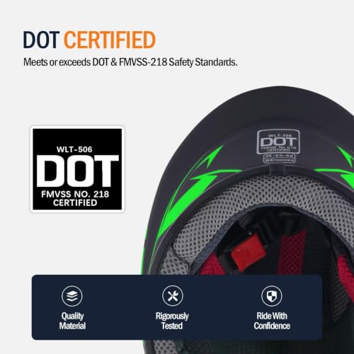 Image of Kids Motorcycle Helmet Full Face DOT Approved | Lightweight Child ATV Electric Dirt Bike Go-Kart Quad 4-Wheeler Mini Motorcycle Street Racing Helmet for Boy Girl Age 5-10