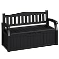Acurax 80-Gallon Outdoor Storage Bench, Waterproof Deck Box with Lockable Lid & Armrests for Patio, Garden, Pool, Black