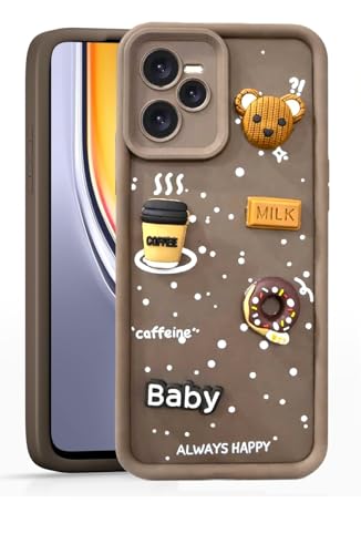 Image of Bintage Ball Bear| Donut| Milk Cake| Baby| Coffee Rubber Case Full Body & Camera Protection Back Cover Compatible for Realme Narzo 50A Prime - Brown