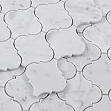 Diflart Marble Mosaic Tile, Carrara White, 3 Inch Arabesque, Polished, Marble Backsplash Tiles for Kitchen Bathroom Wall Floor, Pack of 5 Sheets