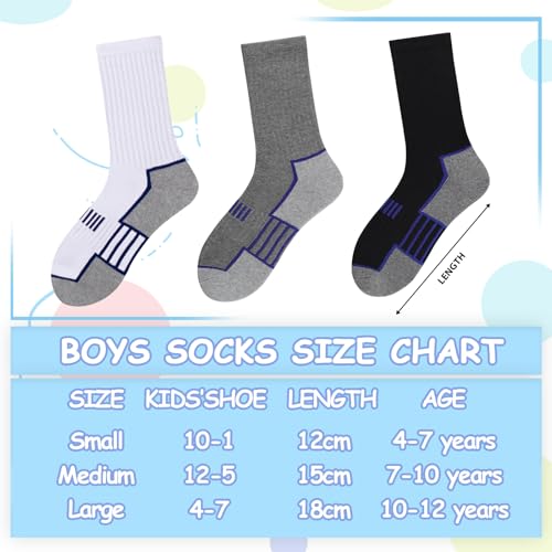 Comfoex 10 Pairs Boys Socks Crew Athletic Calf Long Socks Half Cushioned Socks For Kids 4-6 6-8 8-10 Years Old2