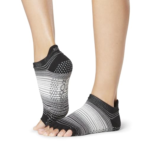 toesox Women's Low Rise Half Toe Grip Non-Slip for Ballet, Yoga, Pilates, Barre Toe Socks, Small, Static