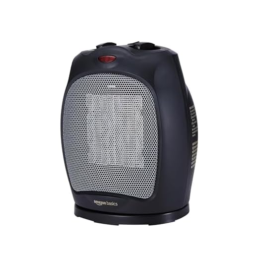 Amazon Basics Calefactor de cerámica oscilante, 1800 W, con termostato ajustable, Negro