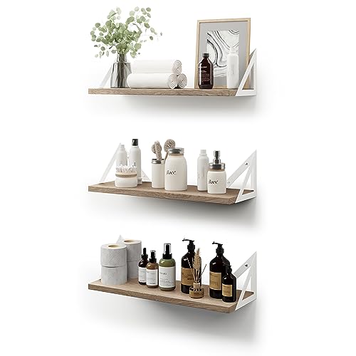 CASSA TOKO Étagères murales suspendues pour Le Mur, Lot de 3, étagère bibliothèque pour Chambre à Coucher, Salon, Bureau, Salle de Bain, Cuisine, Bois...