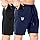 BROKIG Lot de 2 Short Sport Homme avec Poche Zippée Shorts Musculation Running Coton Short de Fitness Respirant Course à Pied pour Hommes(Noir/Marine,L)