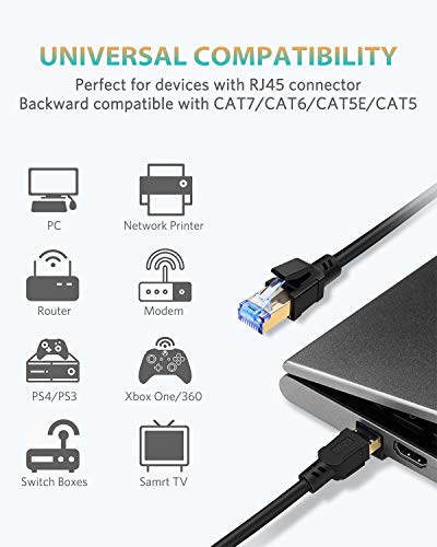 Cable Ethernet Cat8 de 20 m con conector RJ45 dorado miniatura 4