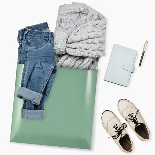 Image of Metronic Large Poly Mailers 24x24 300 PCS, Strong Adhensive Shipping Bags for Clothing, Waterproof Shipping Envelopes for Small Business, Tear-resistant Mailers Poly Bags Bulk in Grayed Jade Green