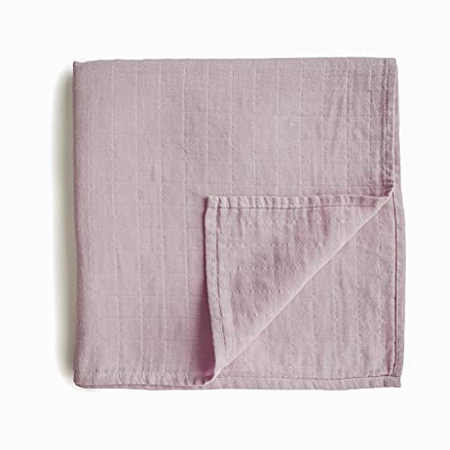 Image of mushie Muslin Baby Swaddle Blanket | 100% Organic Cotton (Soft Mauve)