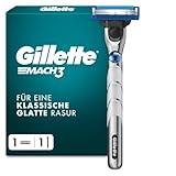 Gillette Mach3 Turbo Rasierer Herren — Inkl. 1 Nassrasierer, 1 Ersatzklinge mit Verbessertem Gleitstreifen für Ein Sanftes Gleiten und Neuen Klingen — Grau