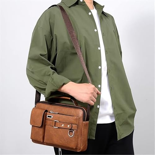 Image of Handcuffs Sling bag for Man & Woman With Earphone Port | PU Leather Cross Body Travel office Messenger| One Side Shoulder Bag with Adjustable Strap (Rust)