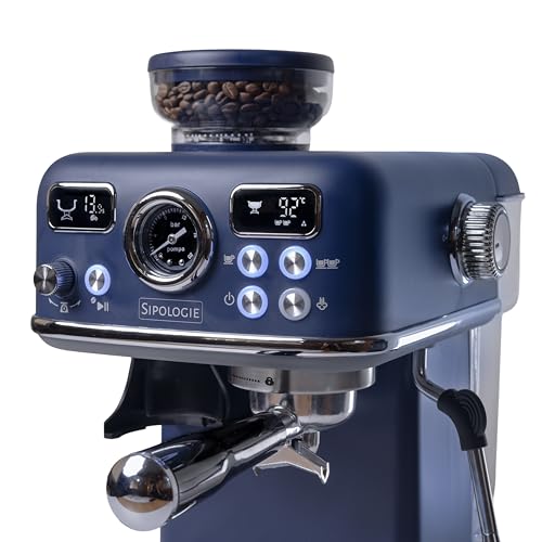 Image of Sipologie Cafe Maestro Pro Espresso Machine with In-Built Burr Coffee Grinder, 20 Bar Pressure Pump and Milk Foamer, Coffee Machine for Home & Office | Cappuccino, Latte & Espresso