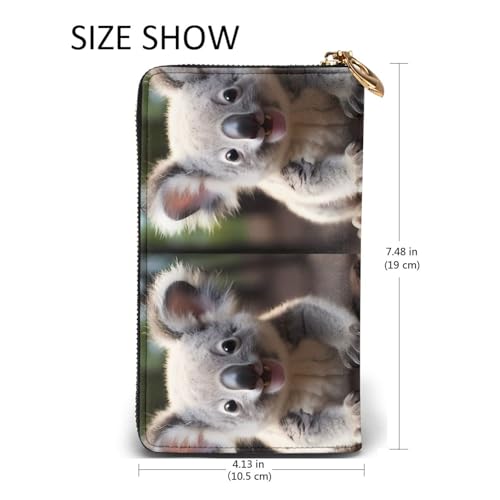 Cute Koala Women's Wallet Long Zip Around, Premium Vegan Leather Wallet with 12 Card Holders, Large Capacity,Gift Ready Packaging3