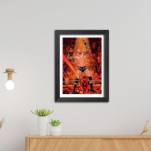 Image of TenorArts Randy Orton Poster Wrestler Vector Art Design Photo Framed Painting with Matt Finish Black Textures (12 inches x 9inches)
