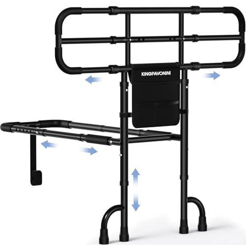 KingPavonini Bed Rails for Elderly Adults Safety ASTM-Approved, 2026 Upgrade Ultra-Wide Extendable Handle, Bed Rails for Seniors with Dual-Feet 4-Point Support, 400lb Bed Cane, Tool-Free, Model GL05