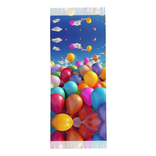 Écharpe d'hiver châle Noir à pompons et imprimés ballons - 5