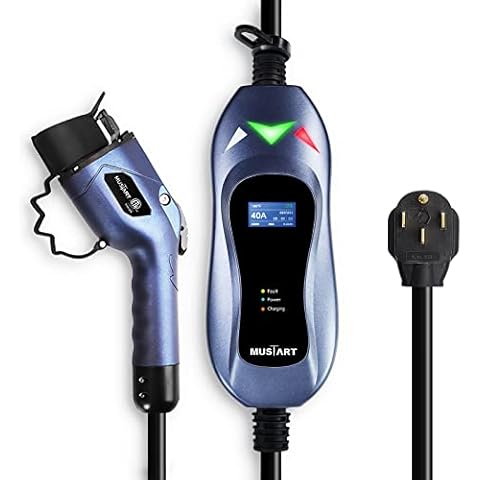 MUSTART Level 2 EV Charger, 40 Amp, 240 Volt, 25ft Cable, Electric Vehicle Portable Charger Plug-in EV Charging Station with NEMA 14-50P, ETL Certificated Cover