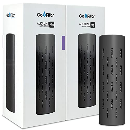 GOFILTR Alkaline Mg Water Infusers Create All-Natural 9.5pH Ionized Mineral Alkaline Water with Potassium, Magnesium, Electrolytes in Any Daily Water Bottle - Two Alkaline Magnesium Infusers 2-Pack