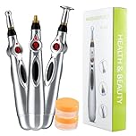 Electronic Acupuncture Pen with 3 Different Heads, Electric Meridian Energy Body Massager Pain Relief Therapy Instrument