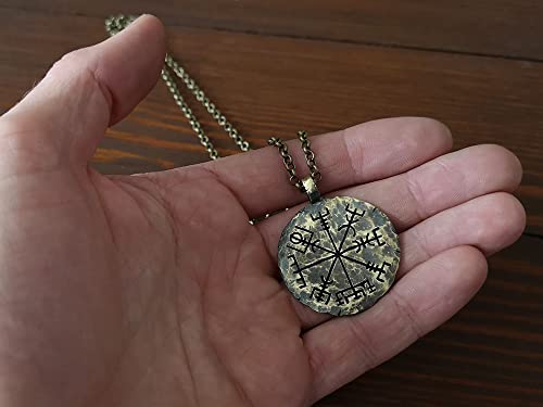 Baldur Jewelry - Handmade Vegvisir Compass Necklace Guiding Pendant Necklace Norse Jewelry Amulet For Men Viking Jewelry Gift - Viking Gifts For Men - Viking Jewelry For Men - Viking Necklace #TOP6