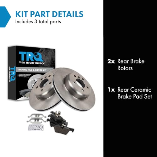 Image of TRQ Rear Brake Pad and Rotor Set Ceramic Compatible with 2018 BMW 328dx