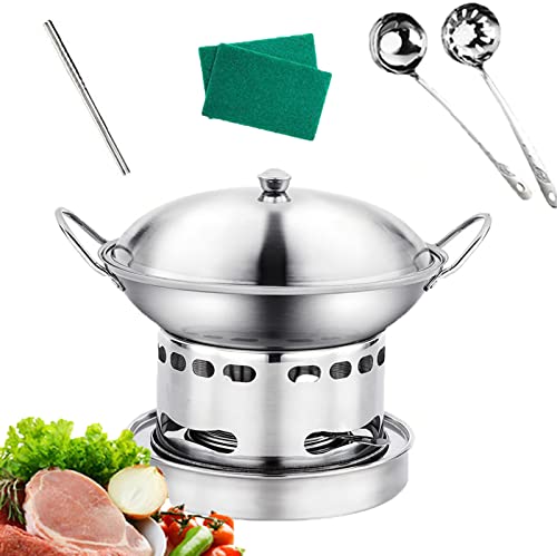 Cugzue Spirituskocher Für Innenräume 2 Flammig, Tragbare Rostfreier Stahl Campingkocher Spirituskocher, Kein Strombedarf Geeignet Für Indoor Und Camping,3 Größen Zur Auswahl,23cm Cover