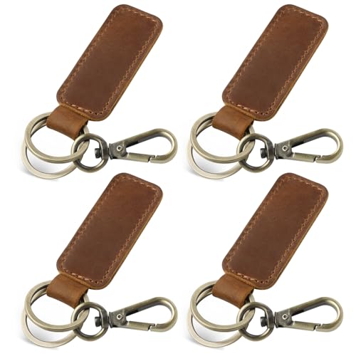 Image of Jack&Chris Genuine Leather Car Keychain, Universal Key Fob Keychain, Leather Key Chain Holder for Men and Women, JC306
