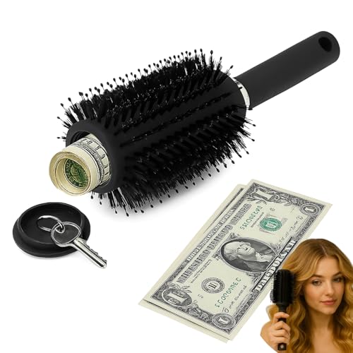 leruiyezs Cepillo De Pelo Con Compartimentos Secretos Para Esconder Dinero Y Objetos De Valor,Cepillo Redondo Con Compartimento Oculto,Ideal Para Viajes Y Uso Diario En Casa,Oficina Y Estudio