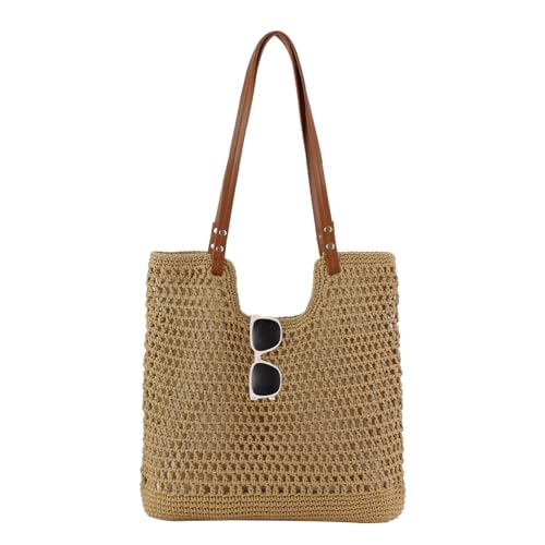 Image of Crochet Beach Bag Woven Tote Bag Summer Crochet Purses for Women handbag Boho Shoulder Bags for Travel Vacation