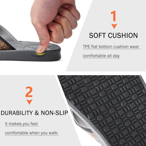 Image of KuaiLu Mens Flip Flops Arch Support Comfortable Summer Beach Thong Sandals Yoga Foam Cushion Slip on Slippers