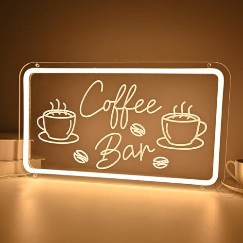 Image of Planzo Coffee Bar LED Neon Sign Light Restaurant Cafe Shop Bar Wall Decor | Coffee Shop Beer Pub Store Neon Sign Wall Decor, Bedroom Kitchen Decor, Window Display, Birthday Party Gift, 15.75 inchx9.06 inch