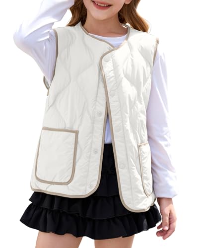 Balabala Kids Heated Vest Girls Puffer Vest Wind Proof Sleeveless Outwear Vest Warm Lightweight Winter Coat with Pocket