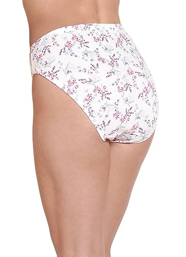Image of Jockey Women's Underwear Elance French Cut - 3 Pack Underwear Women Pack, 100% Cotton, Deep Plum /Belvedere Lavender Stripe /Bella Floral, 5