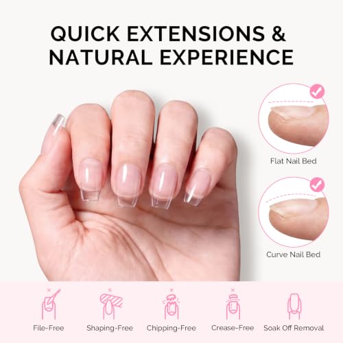 Image of MelodySusie Short Coffin X Nail Tips - 16 Sizes 160 Pcs | Pre-Shaped Soft Gel,Half Matte Full Cover Clear Acrylic Press on Nails for DIY Extension&Salon,Long-Lasting Manicure