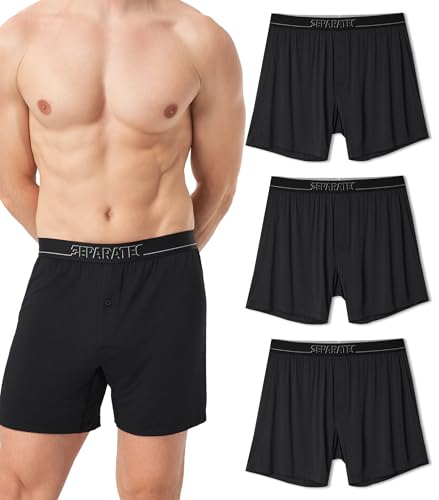 Separatec Boxers for Men, Bamboo Rayon Mens Boxers Cooling Breathable Loose Men's Underwear, Boxer Shorts 3 Pack