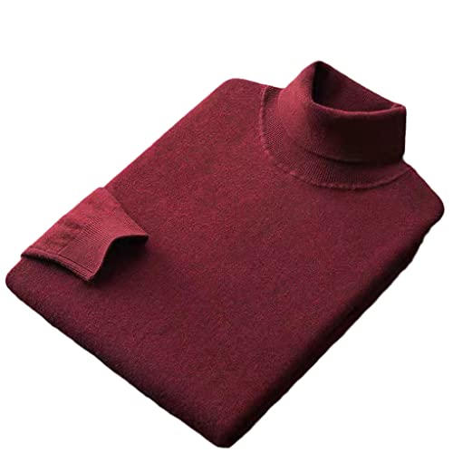 Suvoiier Uomini Cashmere Misto Cotone Dolcevita Uomini Maglione Autunno Inverno Morbido Confortevole Maglia Pullover, Borgogna, XL
