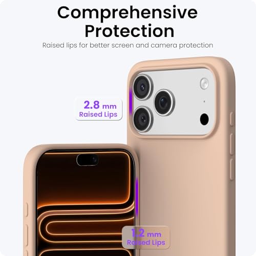 Image of ORNARTO Compatible with iPhone 17 Pro Max Case 6.9 inch, Slim Liquid Silicone 3 Layers Soft Gel Rubber Shockproof Protective Cover with Anti-Scratch Microfiber Lining-Nude Taupe