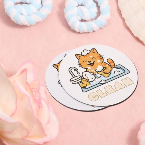 Imanes de lavavajillas gato doble cara 3.54 pulgadas diámetro miniatura 3