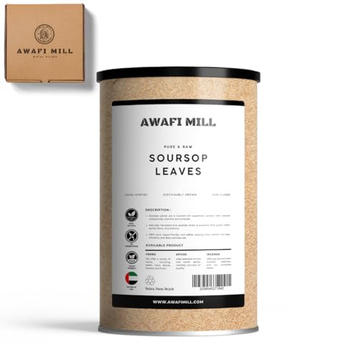 AWAFI MILL Soursop Leaves (Graviola Annona muricata) | Dried Whole Herbal Leaves for Smooth Tropical-Note Tea Iced Infusions Blends & Culinary Steeping - Pack of 40 Handpicked and Dried Leaves