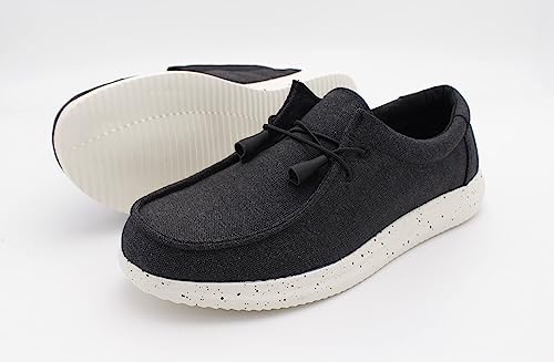 Mens Hola Canvas Upper Fashion Slip On Loafers Washed Black2
