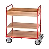Räder Ø160 / 40-80 DEMA Transportwagen 3 Etagen, Plattformwagen bis 250 kg, zerlegbar, stabil, mobil, rutschfest, für Lager, Werkstatt, Events, Kommissionierung