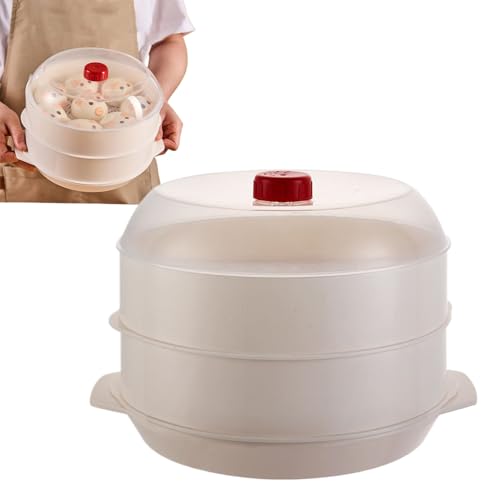 Vaporera Grande Para Cocinar,Vaporera De Dos Niveles Para Verduras - Utensilios de Cocina para Microondas para Arroz Empanadas Verduras Comida Casera Restaurante
