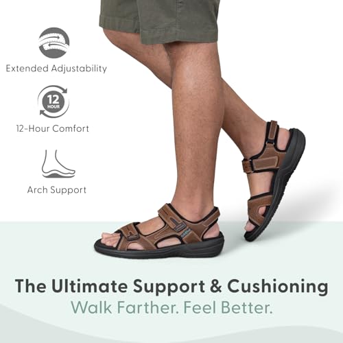Orthofeet Men's Orthopedic Leather Gemini Adjustable Sandals2