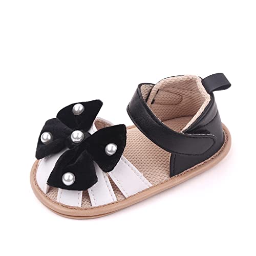 Infant Baby Girls Rome Sandals Baby Wedding Dress Flat Shoes Newborn Pearl Bow crib First Walkers PreWalkers Shoes