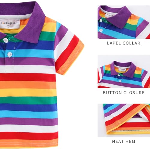 Mud Kingdom ZS0472LV110 Polo Shirt For Toddler Boys Short Sleeve Happy Halloween Colorful Rainbow Stripe Turn-Down Collar Summer Top 4T thumb #2