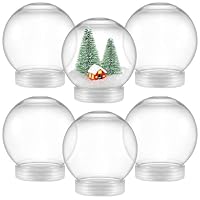 6 Pieces DIY Snow Globe Water Globe 3.6 Inch Clear PET Plastic with Screw Off Cap for DIY Crafts Christmas Decoration