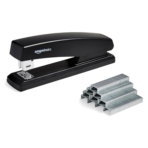 Amazon Basics Black Stapler with Staples Cover