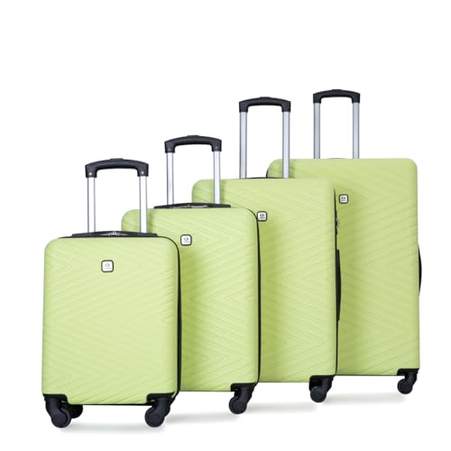 Luggage 4-Piece ABS Lightweight Suitcase Set with Rotating Wheels, 16/20/24/28 Inch, Fluorescent Green3